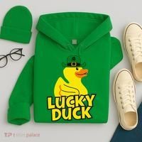 Lucky Duck Shamrock Rubber Ducky Funny St Patricks Day Hoodie thumb 4