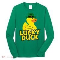 Lucky Duck Shamrock Rubber Ducky Funny St Patricks Day Long Sleeve Shirt thumb 0