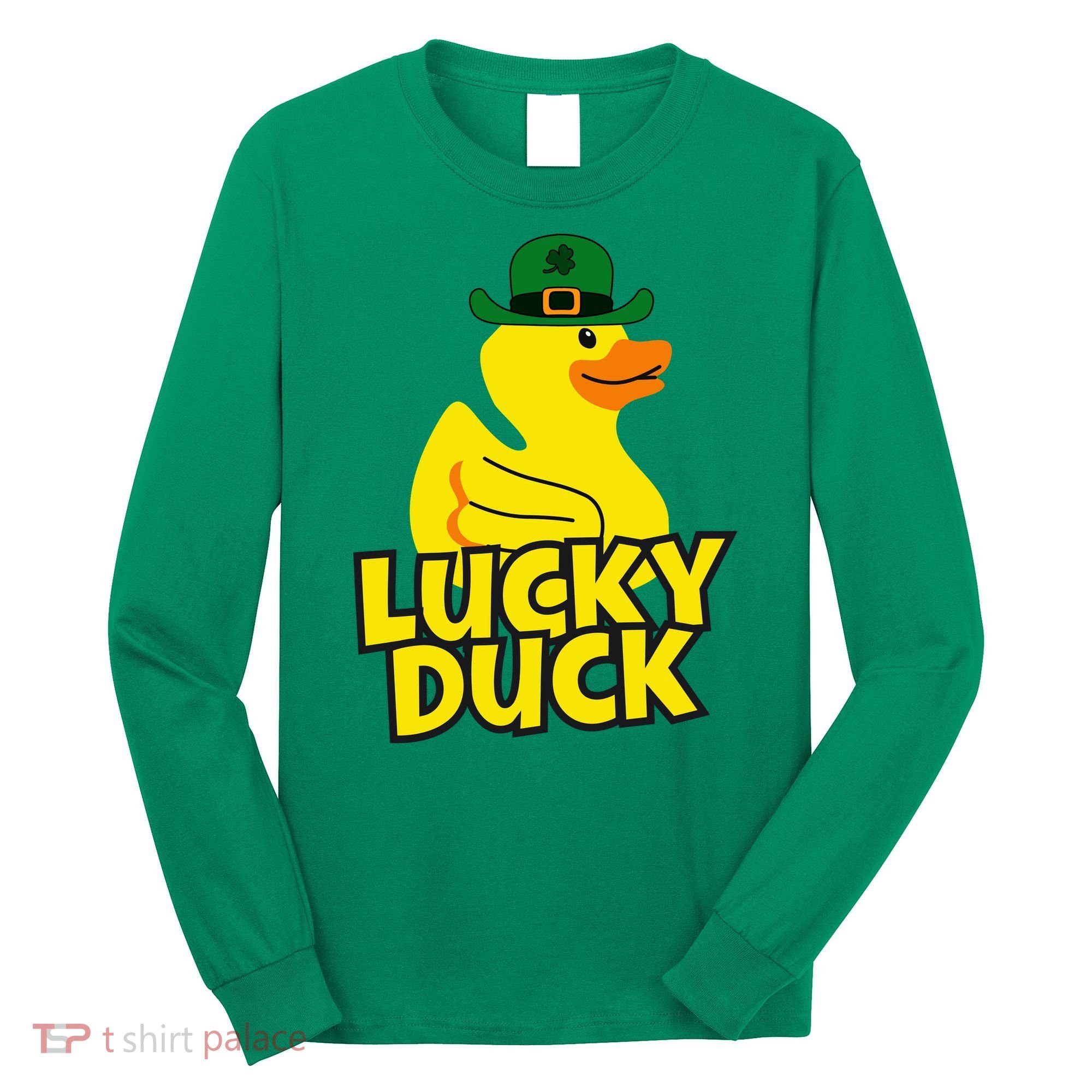 Lucky Duck Shamrock Rubber Ducky Funny St Patricks Day Long Sleeve Shirt