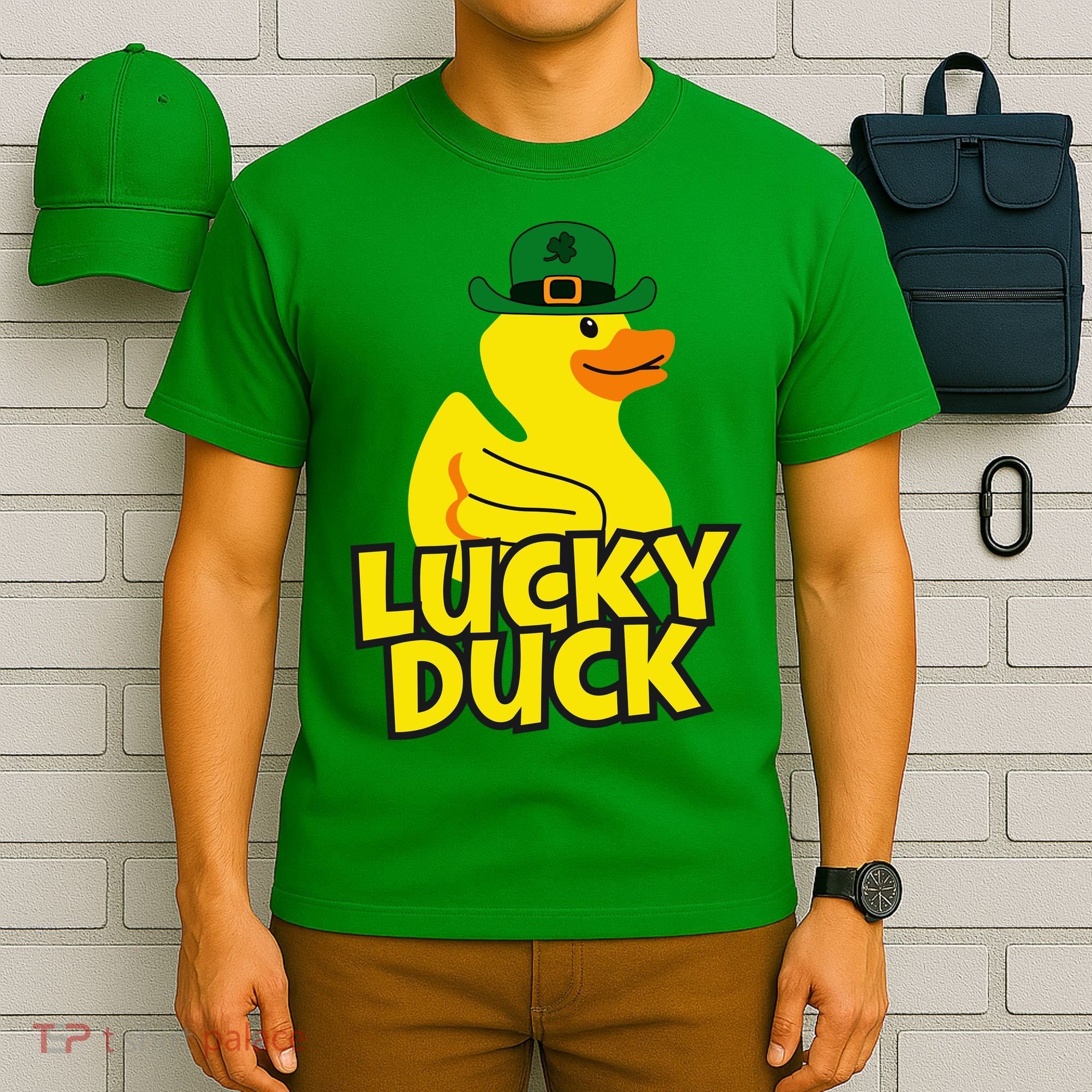 Lucky Duck Shamrock Rubber Ducky Funny St Patricks Day T-Shirt