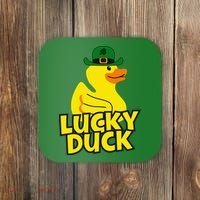 Lucky Duck Shamrock Rubber Ducky Funny St Patricks Day Coaster thumb 0