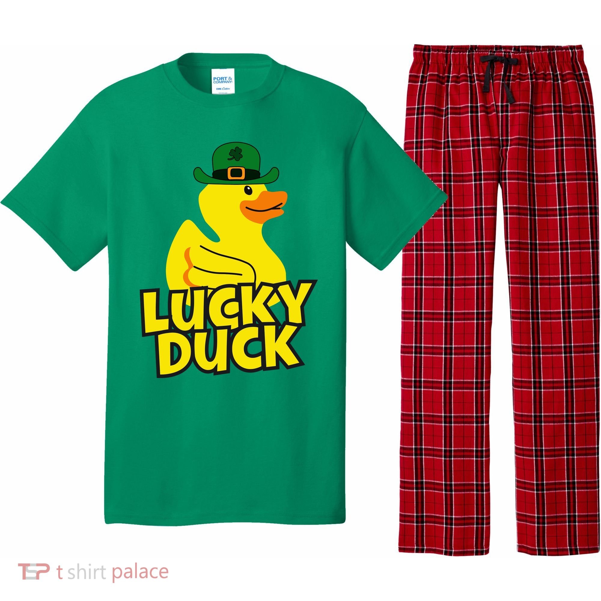 Lucky Duck Shamrock Rubber Ducky Funny St Patricks Day Pajama Set