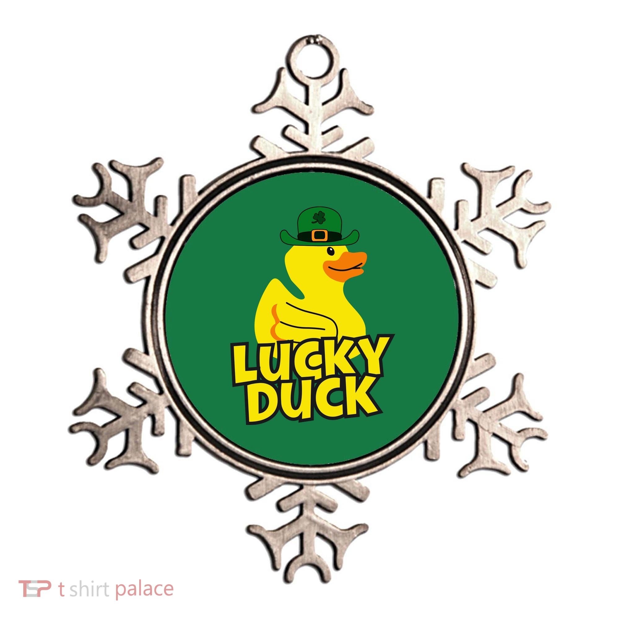 Lucky Duck Shamrock Rubber Ducky Funny St Patricks Day Ornament