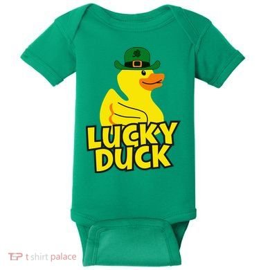 Lucky Duck Shamrock Rubber Ducky Funny St Patricks Day Baby Bodysuit