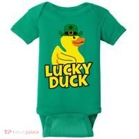 Lucky Duck Shamrock Rubber Ducky Funny St Patricks Day Baby Bodysuit thumb 0