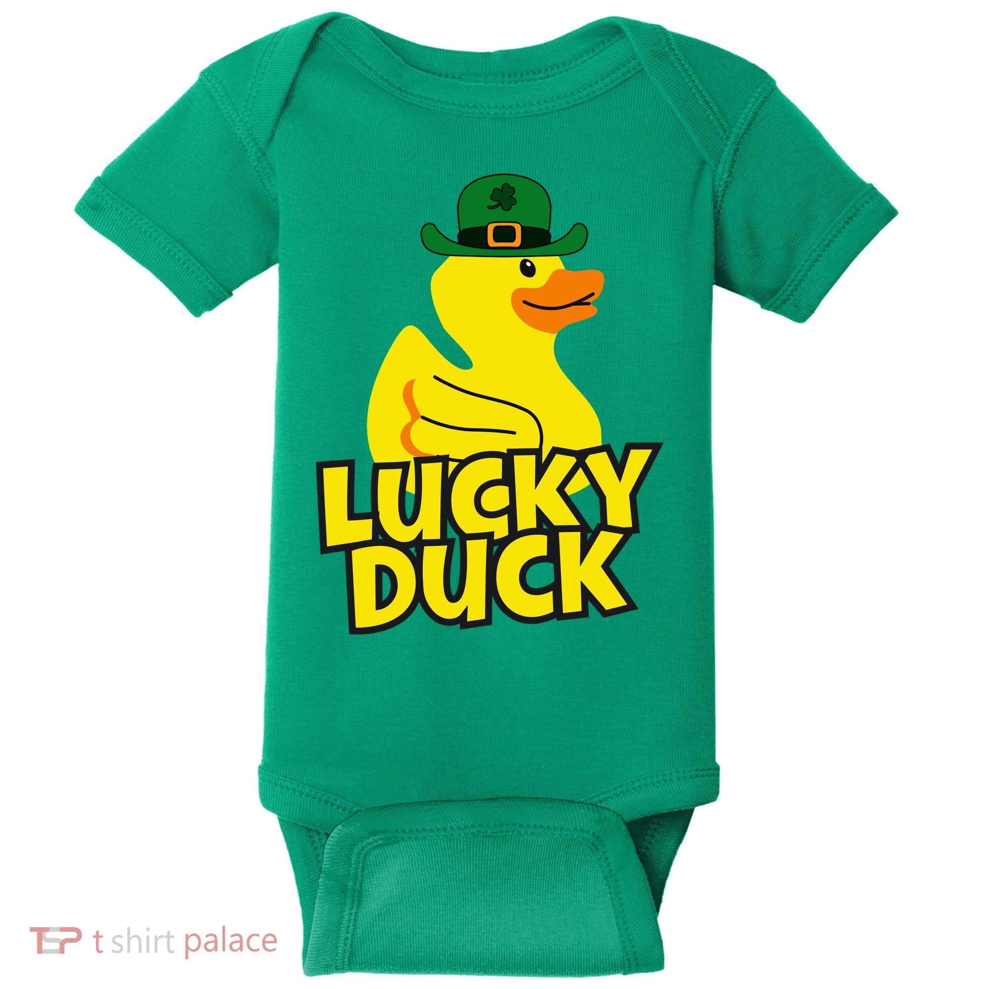 Lucky Duck Shamrock Rubber Ducky Funny St Patricks Day Baby Bodysuit