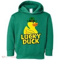 Lucky Duck Shamrock Rubber Ducky Funny St Patricks Day Toddler Hoodie thumb 0