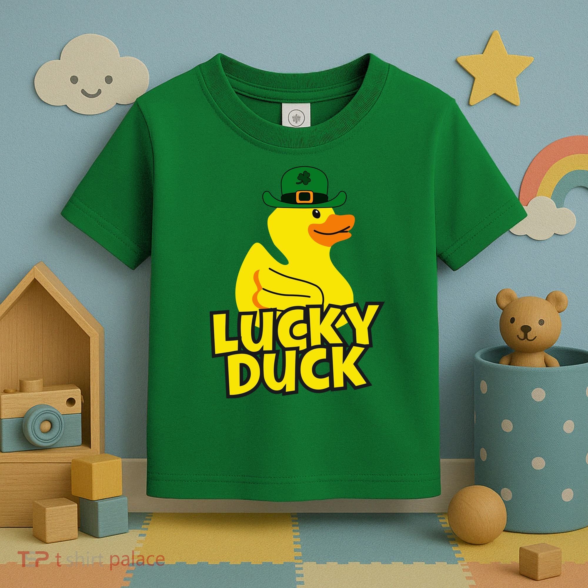 Lucky Duck Shamrock Rubber Ducky Funny St Patricks Day Toddler T-Shirt