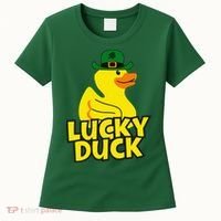 Lucky Duck Shamrock Rubber Ducky Funny St Patricks Day Women's T-Shirt thumb 0