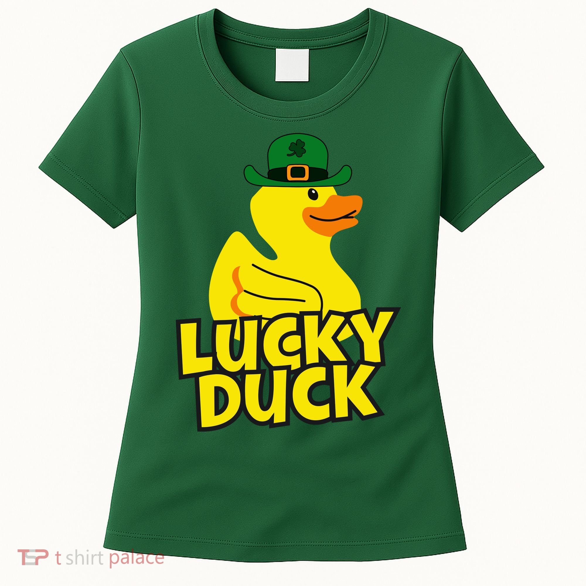 Lucky Duck Shamrock Rubber Ducky Funny St Patricks Day Women's T-Shirt