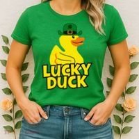 Lucky Duck Shamrock Rubber Ducky Funny St Patricks Day Women's T-Shirt thumb 2