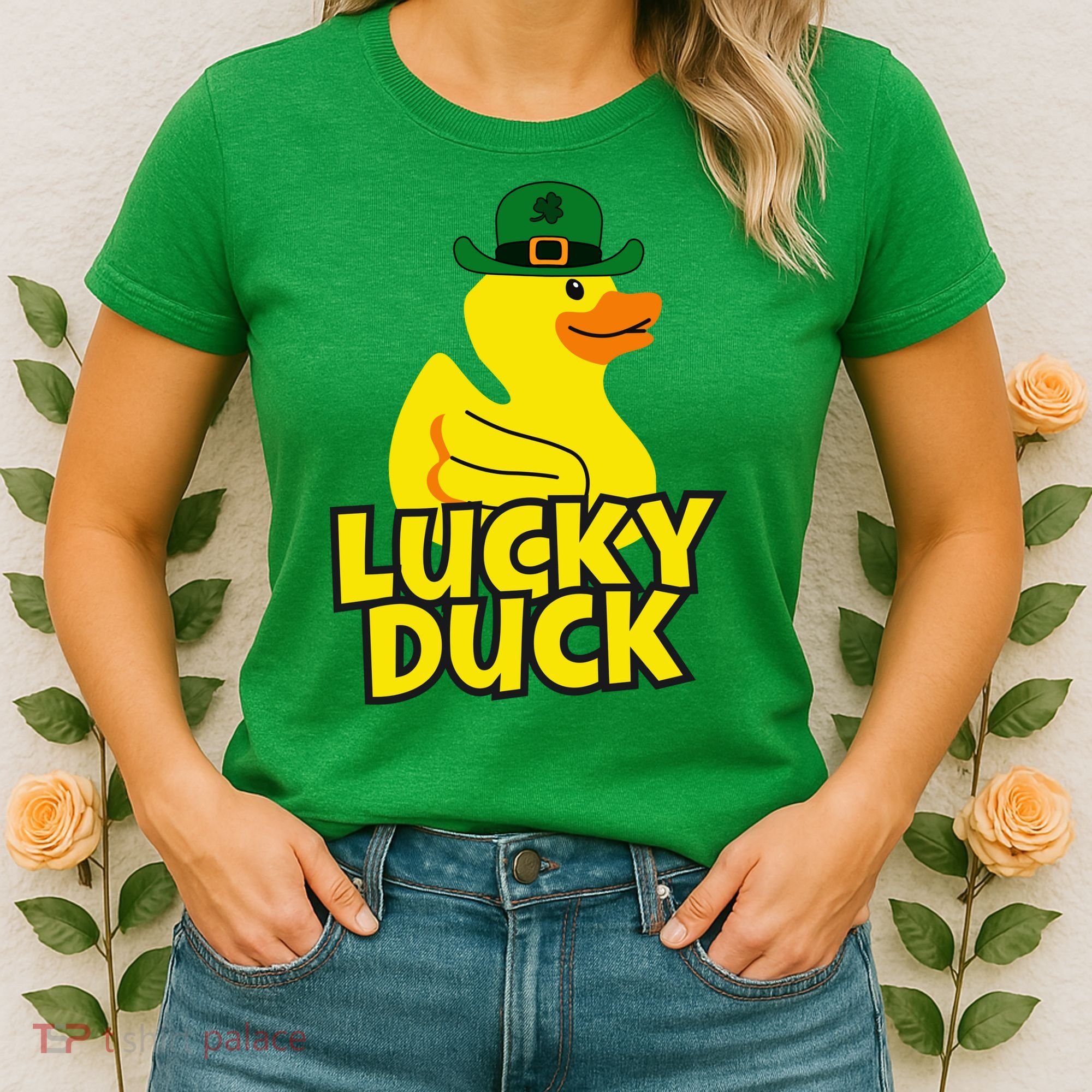 Lucky Duck Shamrock Rubber Ducky Funny St Patricks Day Women's T-Shirt