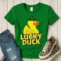 Lucky Duck Shamrock Rubber Ducky Funny St Patricks Day Women's T-Shirt thumb 3