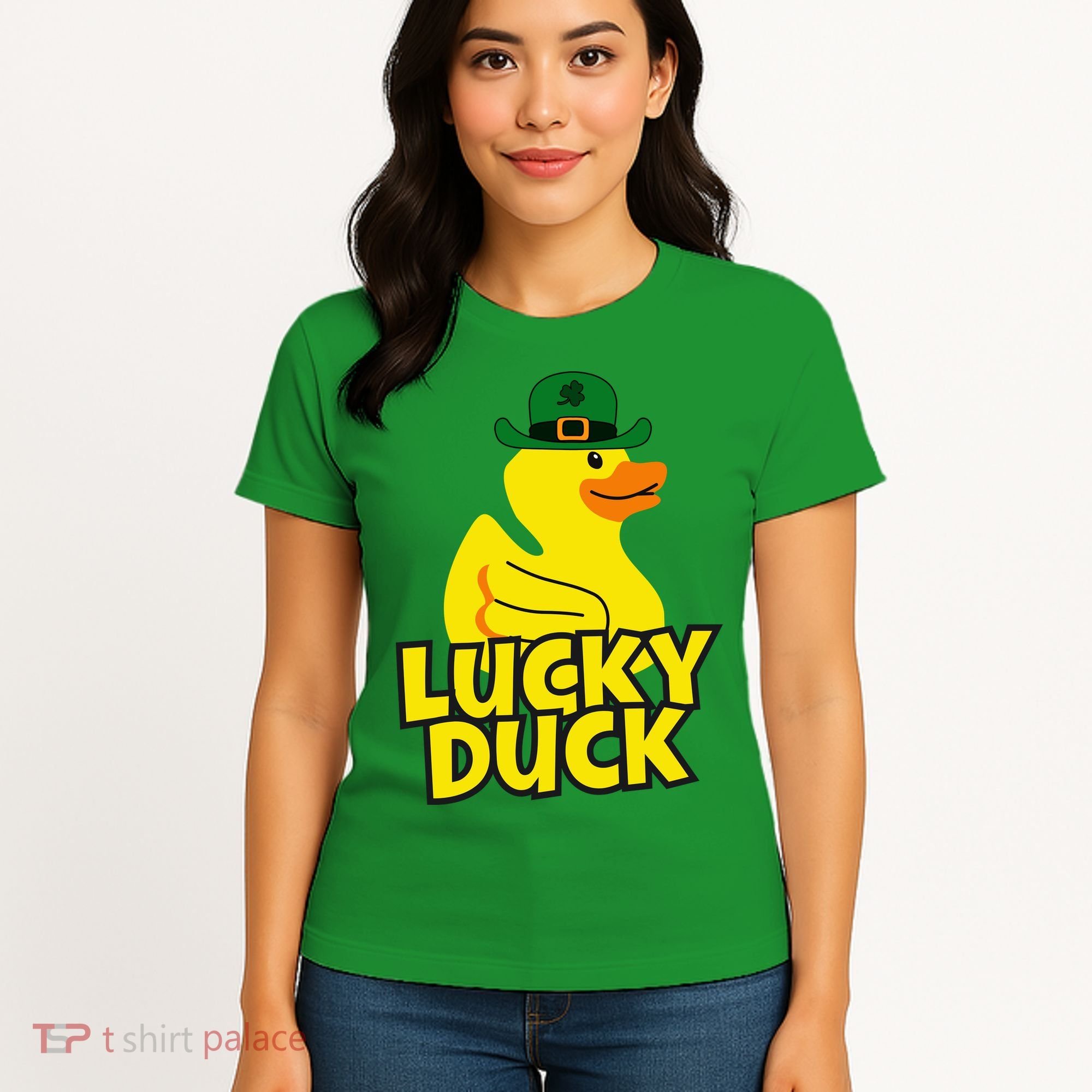 Lucky Duck Shamrock Rubber Ducky Funny St Patricks Day Women's T-Shirt