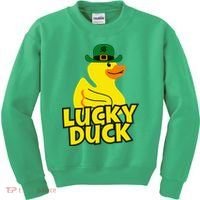 Lucky Duck Shamrock Rubber Ducky Funny St Patricks Day Kids Sweatshirt thumb 0