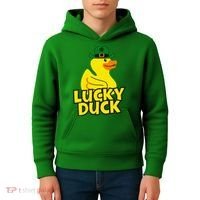 Lucky Duck Shamrock Rubber Ducky Funny St Patricks Day Kids Hoodie thumb 4