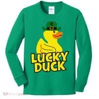 Lucky Duck Shamrock Rubber Ducky Funny St Patricks Day Kids Long Sleeve Shirt thumb 0