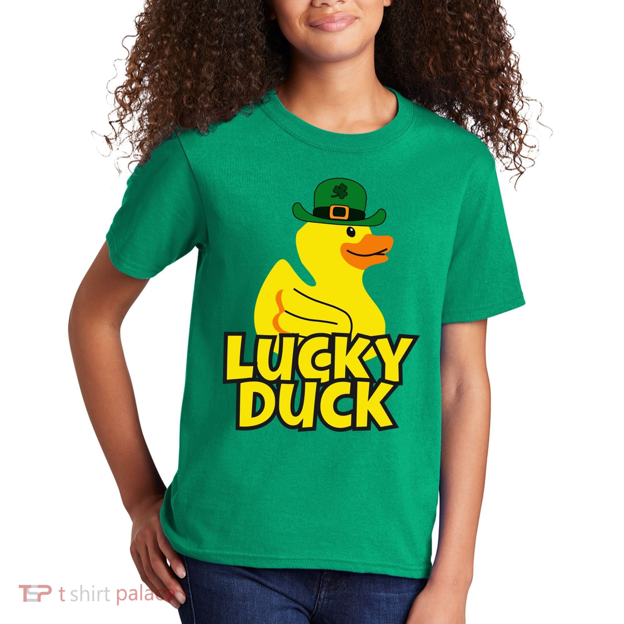 Lucky Duck Shamrock Rubber Ducky Funny St Patricks Day Kids T-Shirt