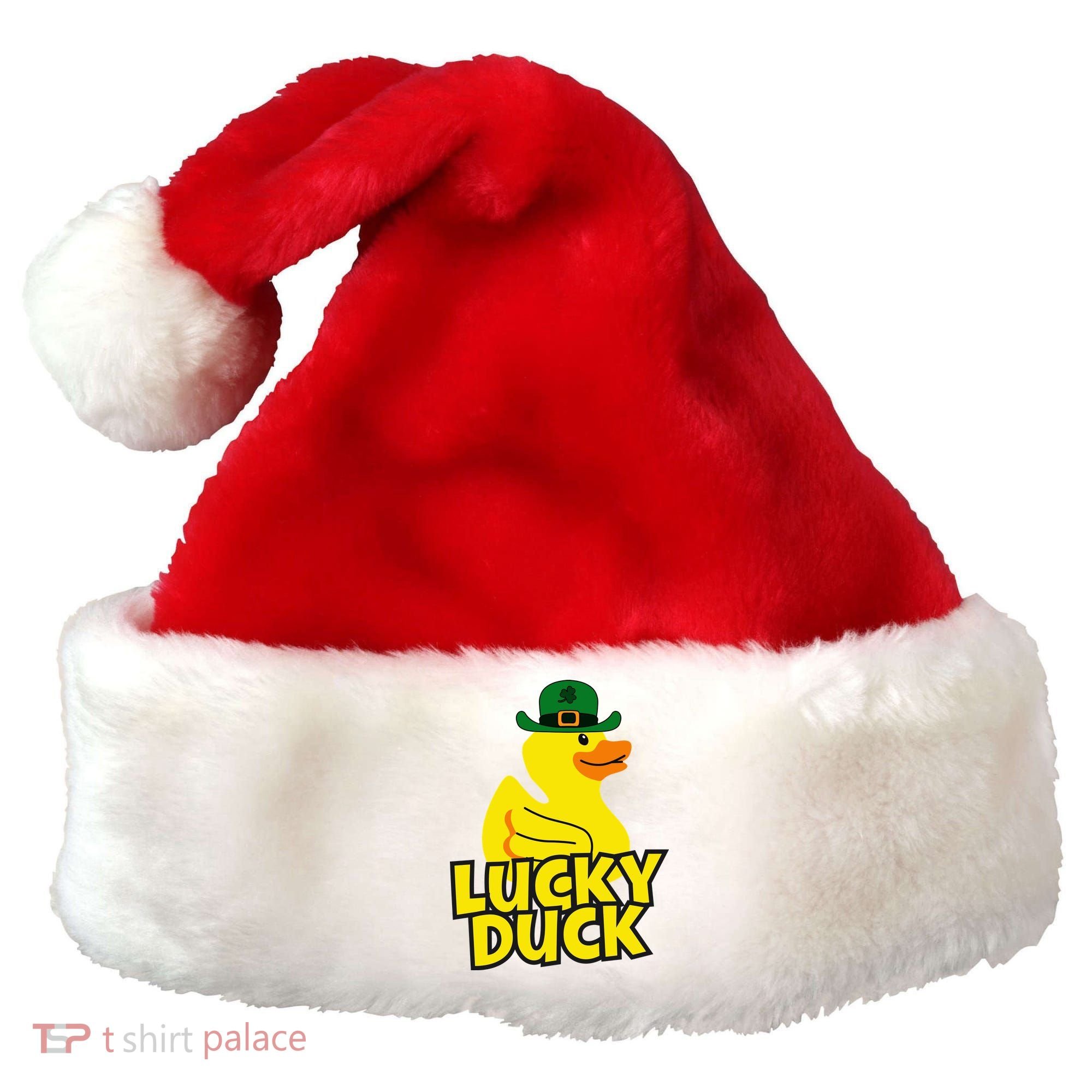 Lucky Duck Shamrock Rubber Ducky Funny St Patricks Day Santa Hat