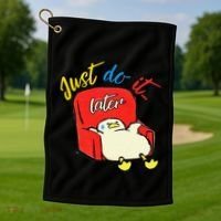 Lazy Duck Sit On The Sofa Do It Later Golf Towel thumb 1