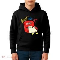 Lazy Duck Sit On The Sofa Do It Later Kids Hoodie thumb 4