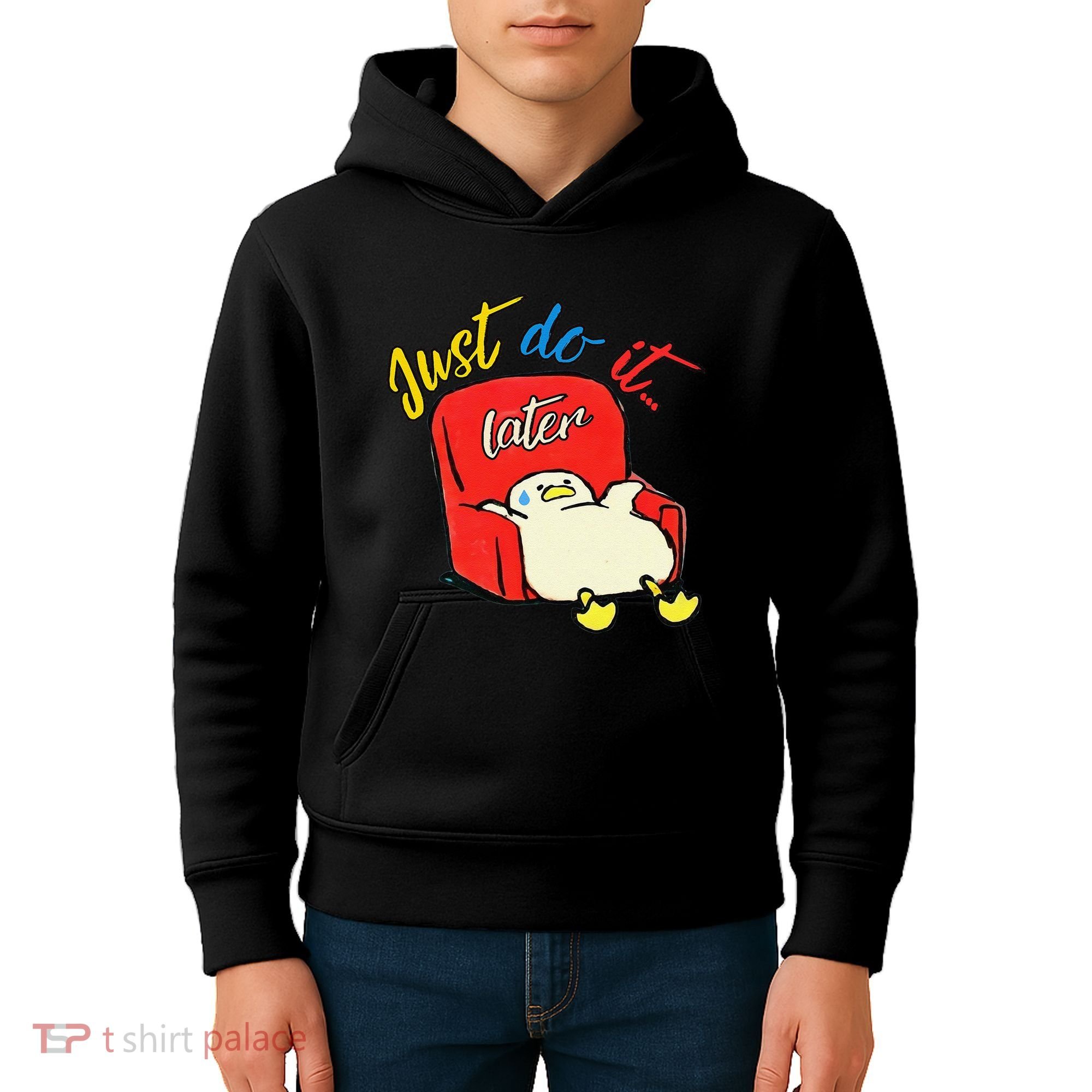 Lazy Duck Sit On The Sofa Do It Later Kids Hoodie