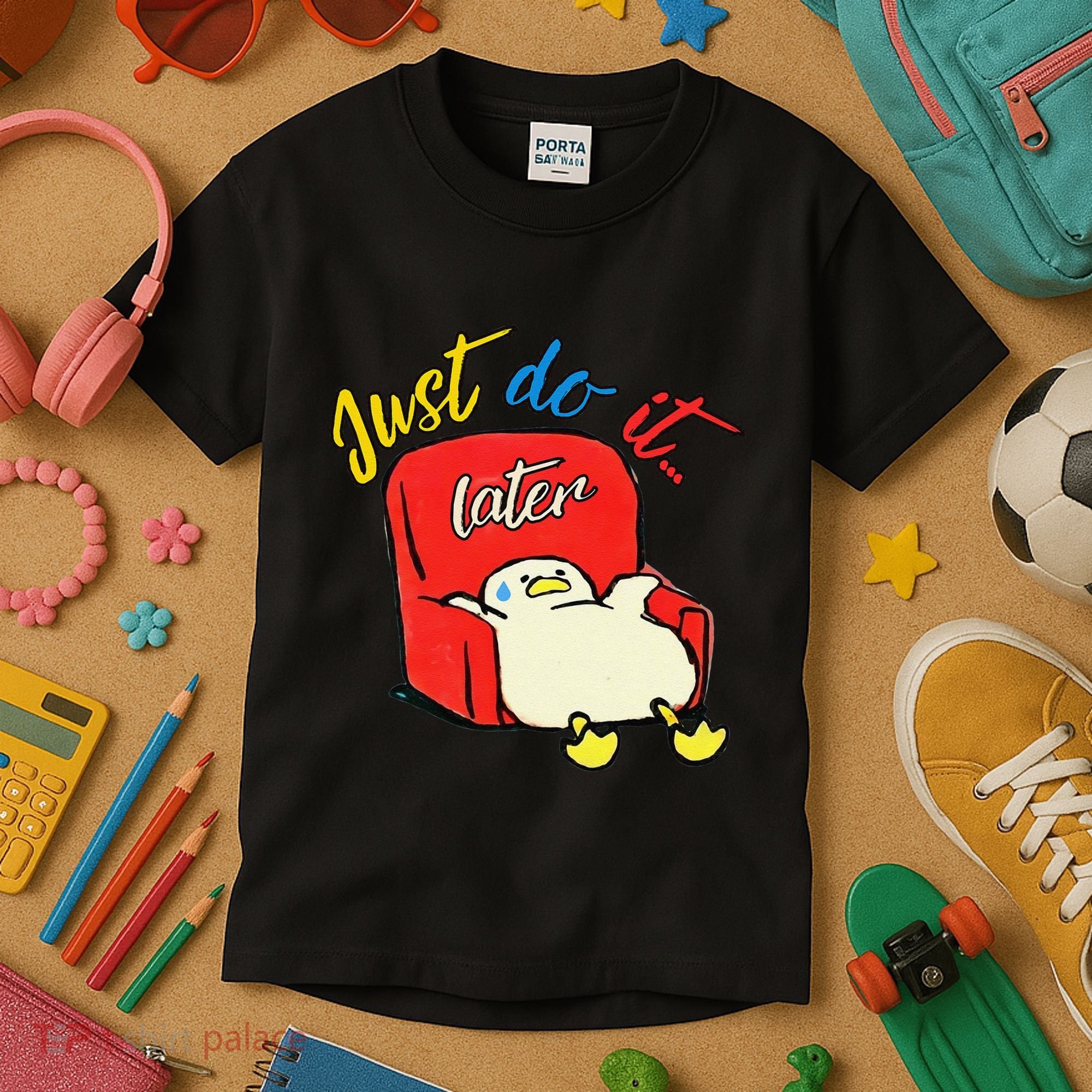 Lazy Duck Sit On The Sofa Do It Later Kids T-Shirt