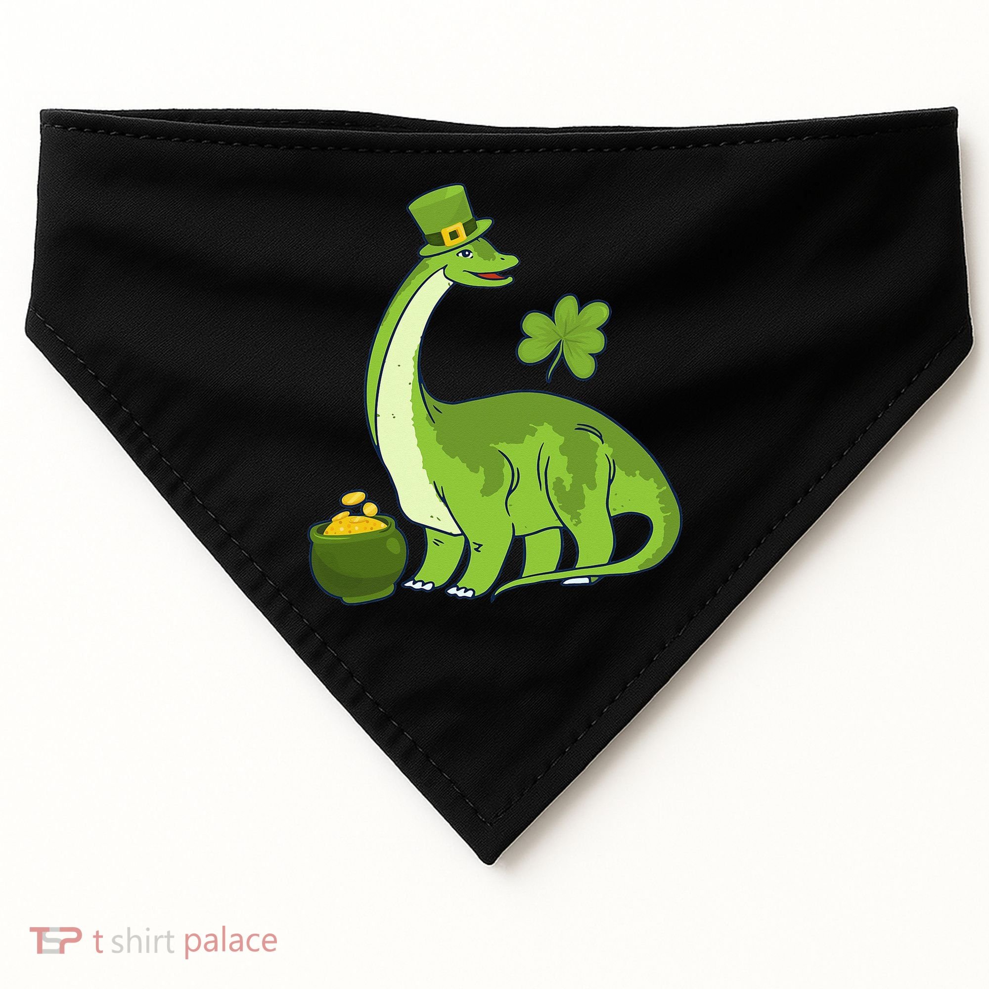 Leprechaun Dinosaur Shamrock St Patricks Day Animal Irish USA-Made Doggie Bandana