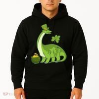 Leprechaun Dinosaur Shamrock St Patricks Day Animal Irish Hoodie thumb 2