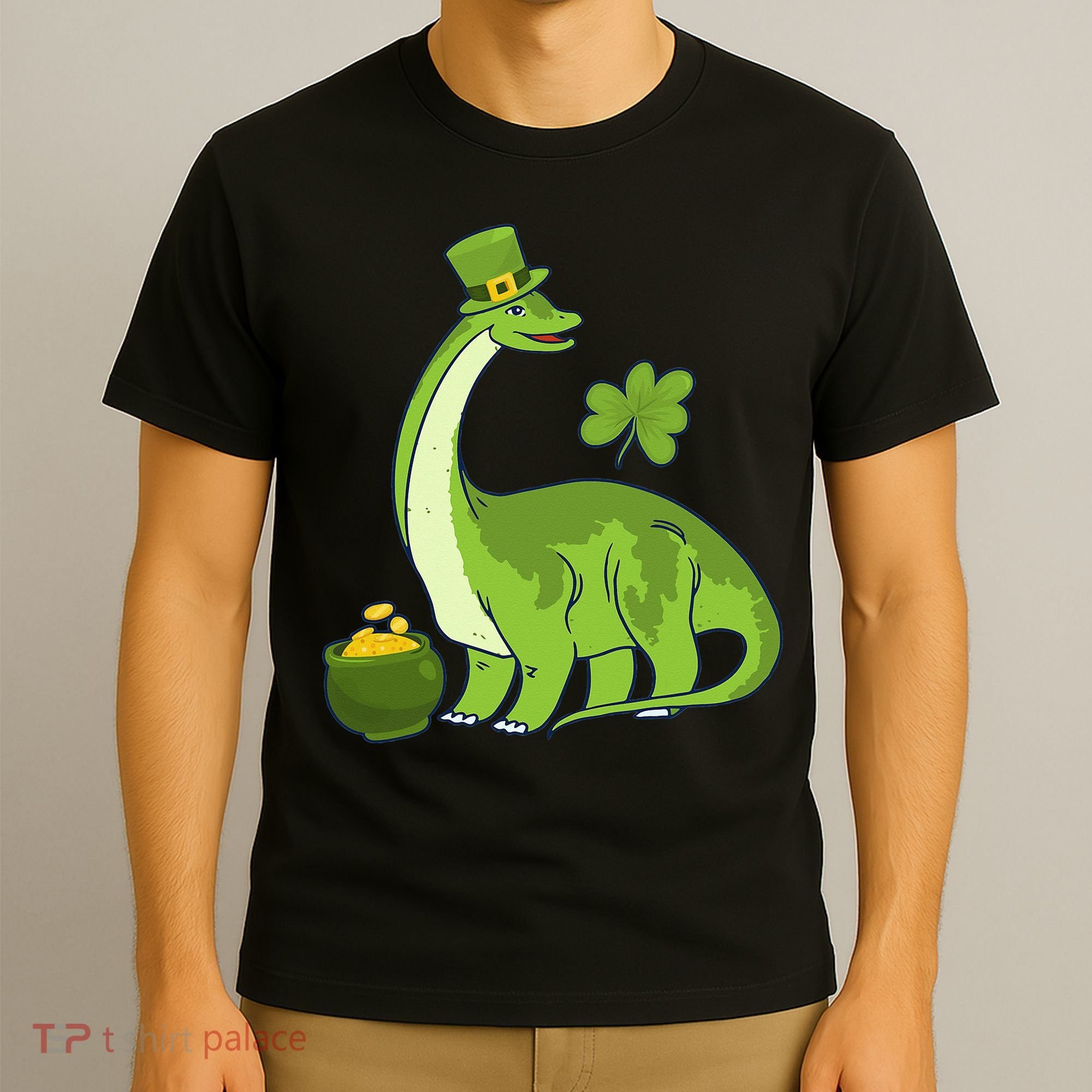 Leprechaun Dinosaur Shamrock St Patricks Day Animal Irish T-Shirt
