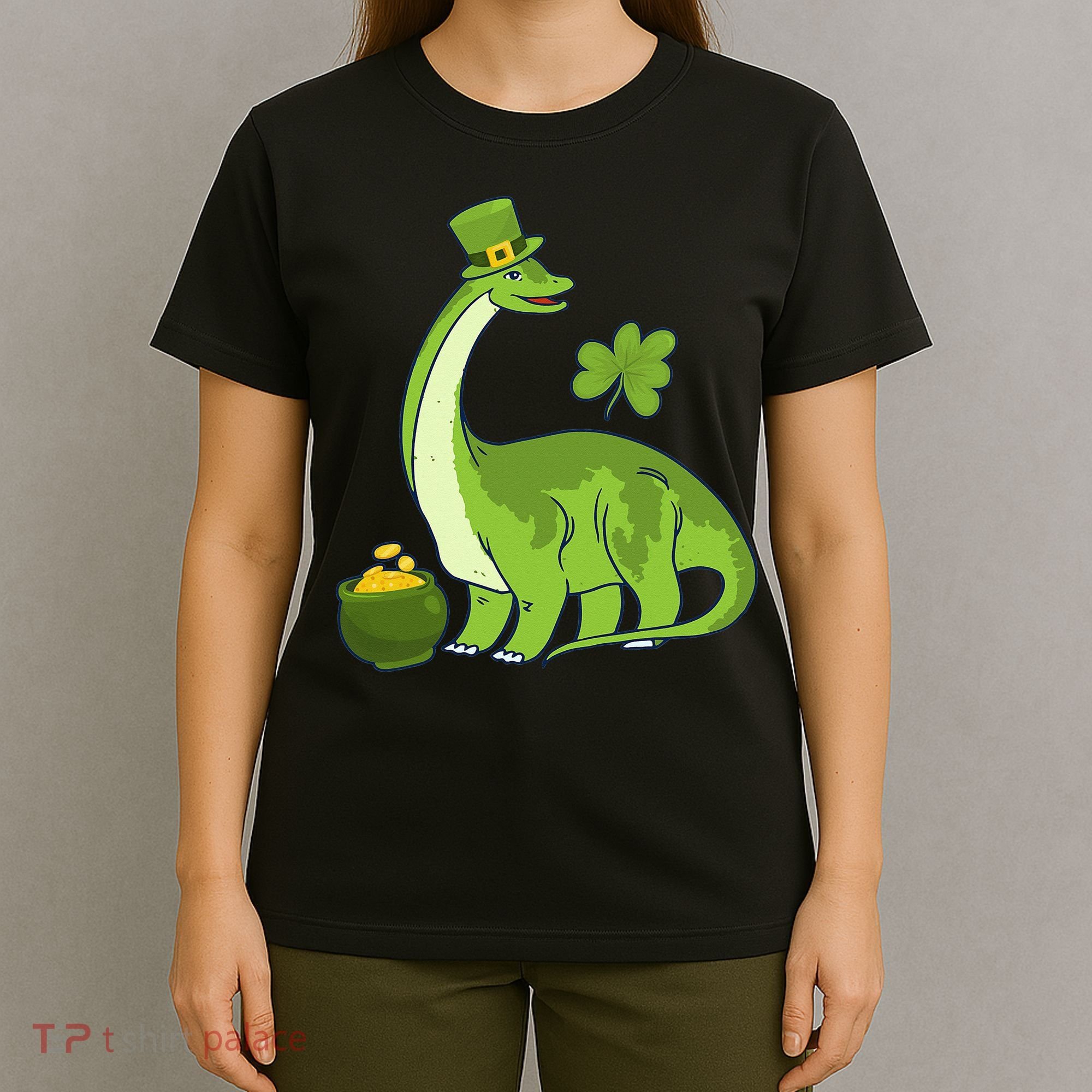 Leprechaun Dinosaur Shamrock St Patricks Day Animal Irish T-Shirt