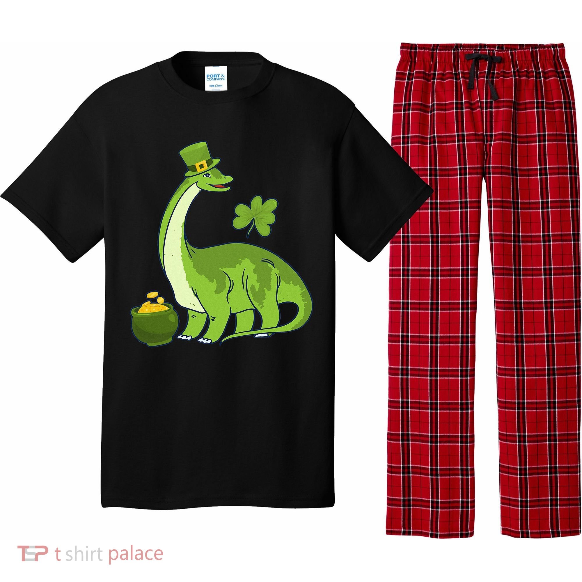 Leprechaun Dinosaur Shamrock St Patricks Day Animal Irish Pajama Set