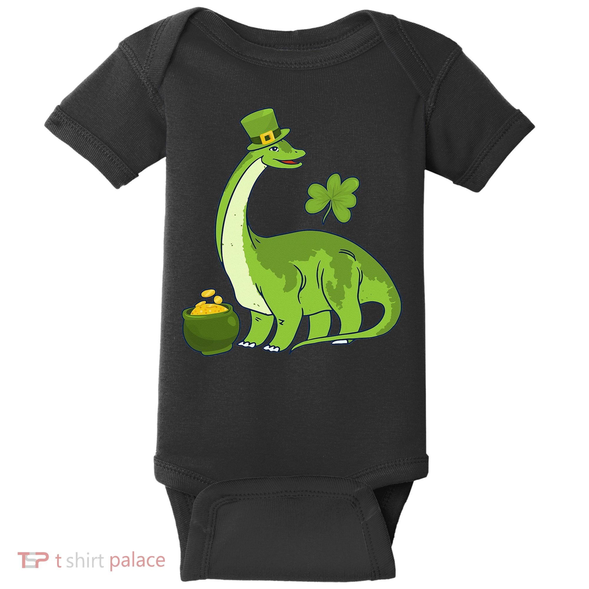Leprechaun Dinosaur Shamrock St Patricks Day Animal Irish Baby Bodysuit