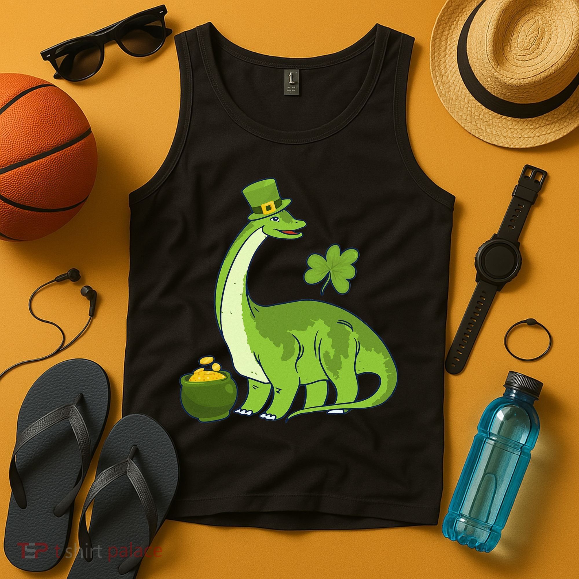 Leprechaun Dinosaur Shamrock St Patricks Day Animal Irish Tank Top