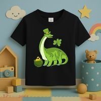Leprechaun Dinosaur Shamrock St Patricks Day Animal Irish Toddler T-Shirt thumb 3
