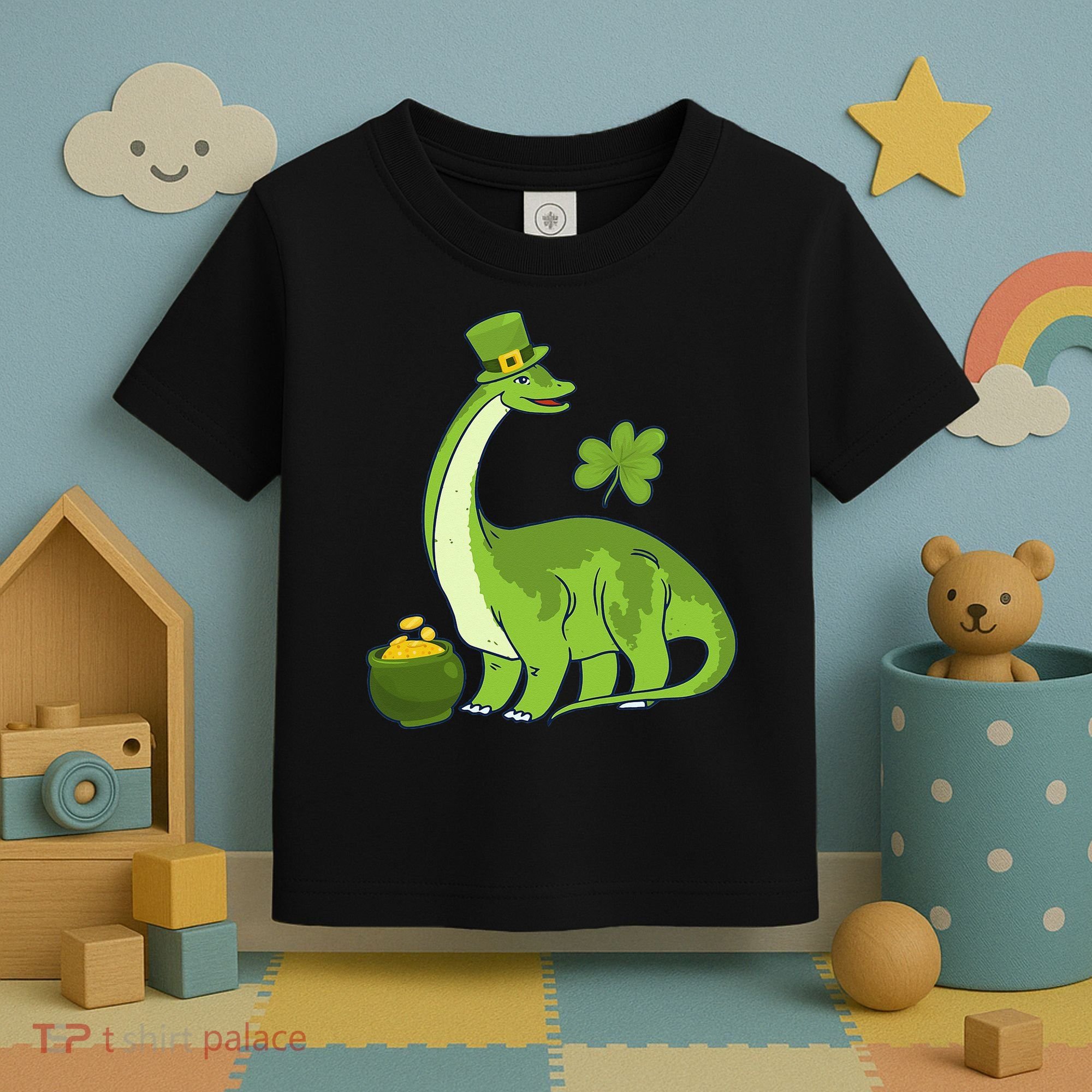 Leprechaun Dinosaur Shamrock St Patricks Day Animal Irish Toddler T-Shirt