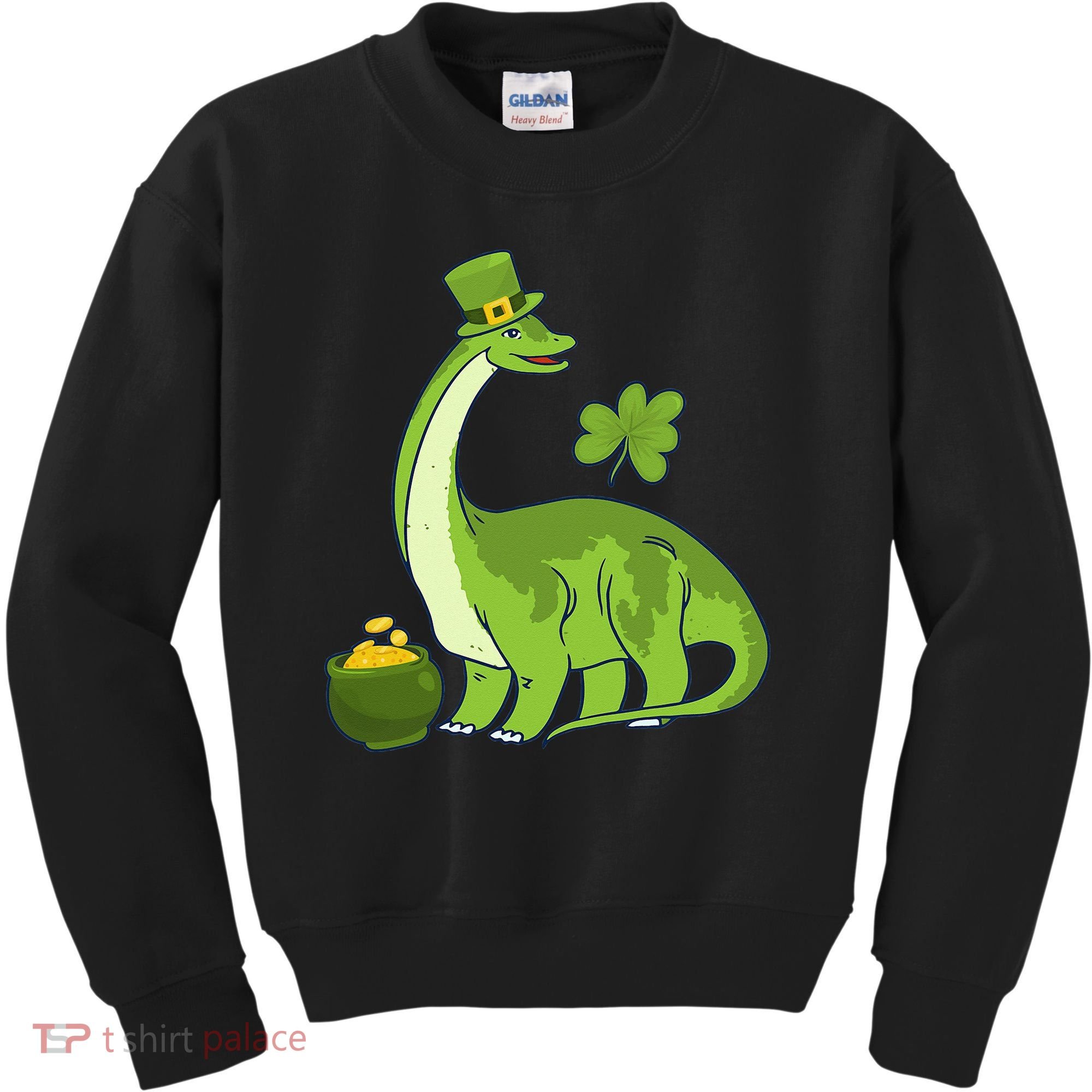 Leprechaun Dinosaur Shamrock St Patricks Day Animal Irish Kids Sweatshirt