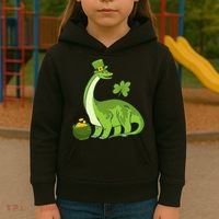 Leprechaun Dinosaur Shamrock St Patricks Day Animal Irish Kids Hoodie thumb 3