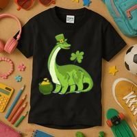 Leprechaun Dinosaur Shamrock St Patricks Day Animal Irish Kids T-Shirt thumb 3