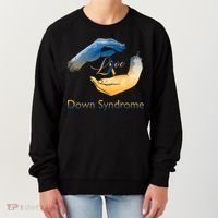 Love Down Syndrome Awareness Gold Blue Ribbon Down Syndrome Warrior Women's Sweatshirt thumb 0