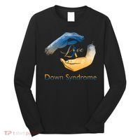Love Down Syndrome Awareness Gold Blue Ribbon Down Syndrome Warrior Long Sleeve Shirt thumb 0