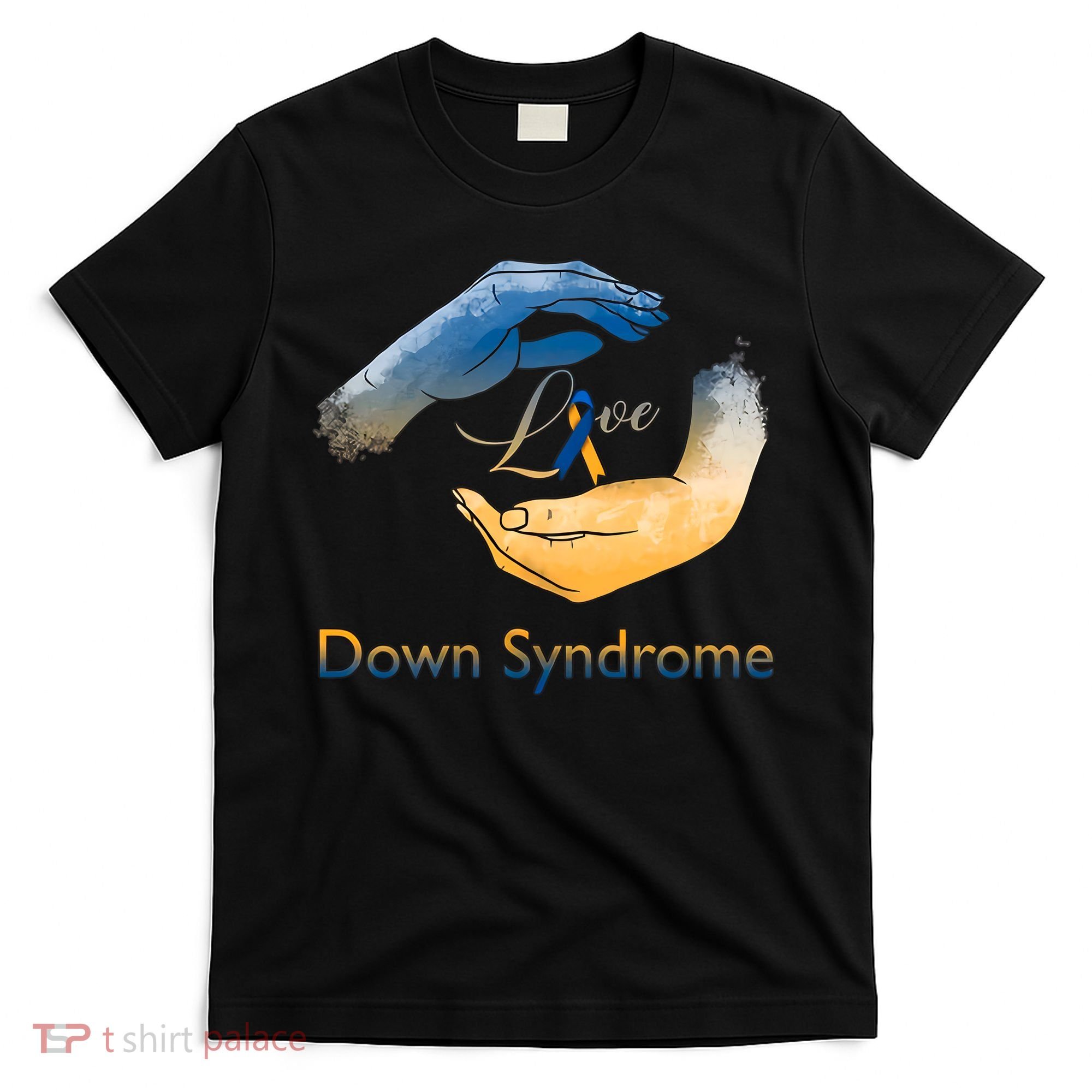 Love Down Syndrome Awareness Gold Blue Ribbon Down Syndrome Warrior T-Shirt