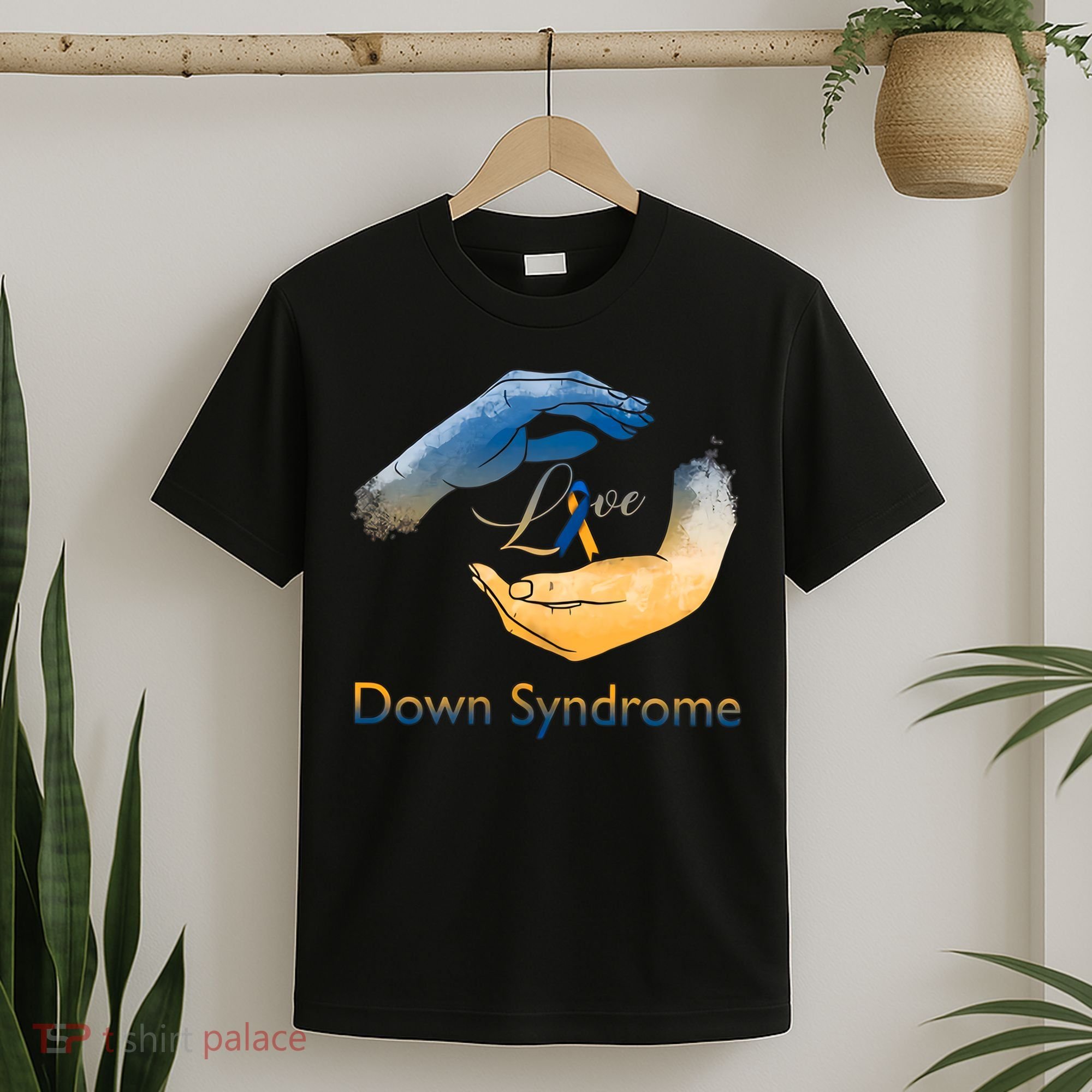 Love Down Syndrome Awareness Gold Blue Ribbon Down Syndrome Warrior T-Shirt