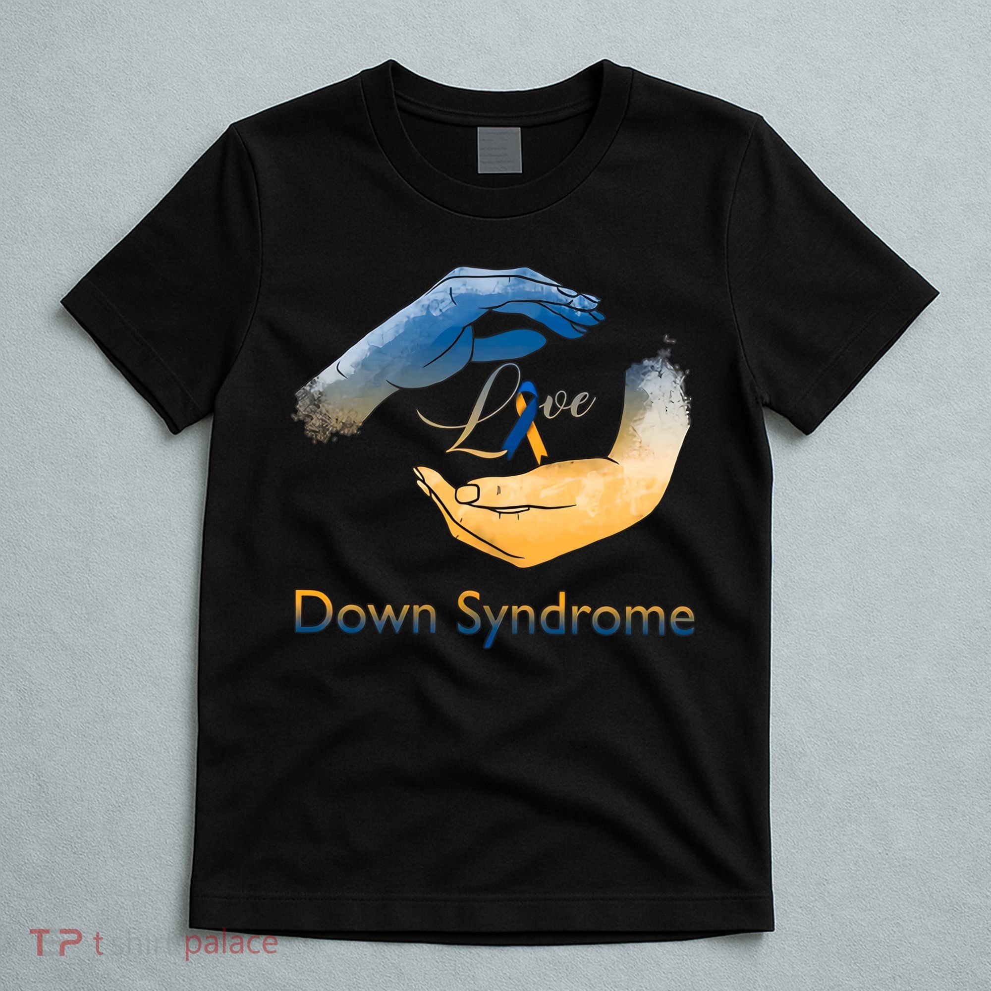Love Down Syndrome Awareness Gold Blue Ribbon Down Syndrome Warrior T-Shirt