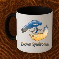 Love Down Syndrome Awareness Gold Blue Ribbon Down Syndrome Warrior Coffee Mug thumb 2