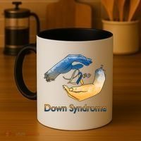 Love Down Syndrome Awareness Gold Blue Ribbon Down Syndrome Warrior Coffee Mug thumb 4