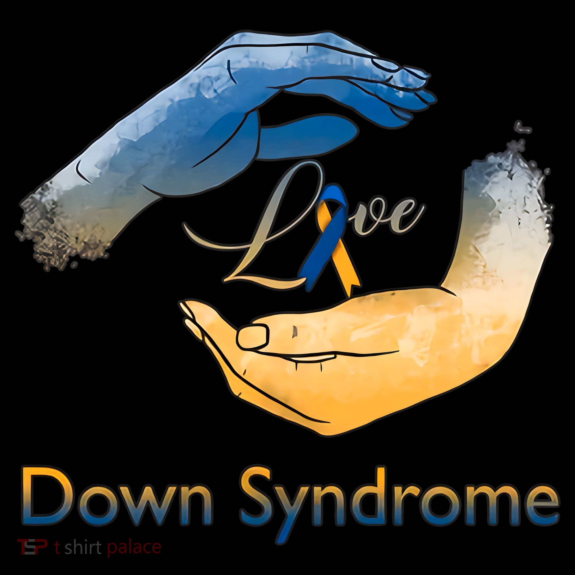 Love Down Syndrome Awareness Gold Blue Ribbon Down Syndrome Warrior Coffee Mug