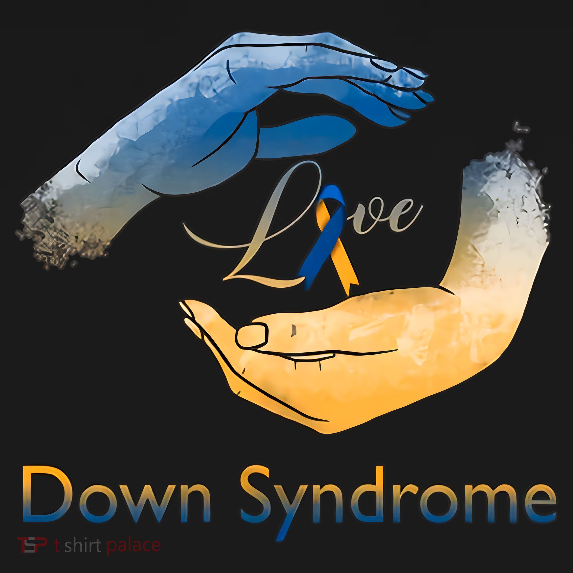 Love Down Syndrome Awareness Gold Blue Ribbon Down Syndrome Warrior Women's Hoodie