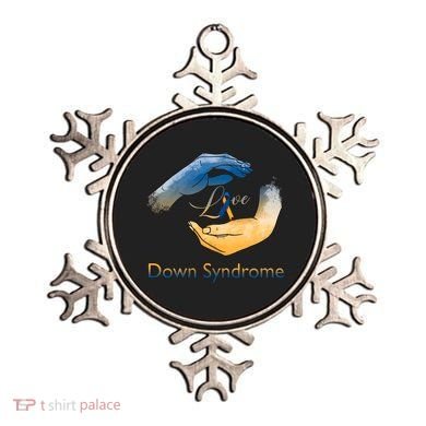Love Down Syndrome Awareness Gold Blue Ribbon Down Syndrome Warrior Ornament