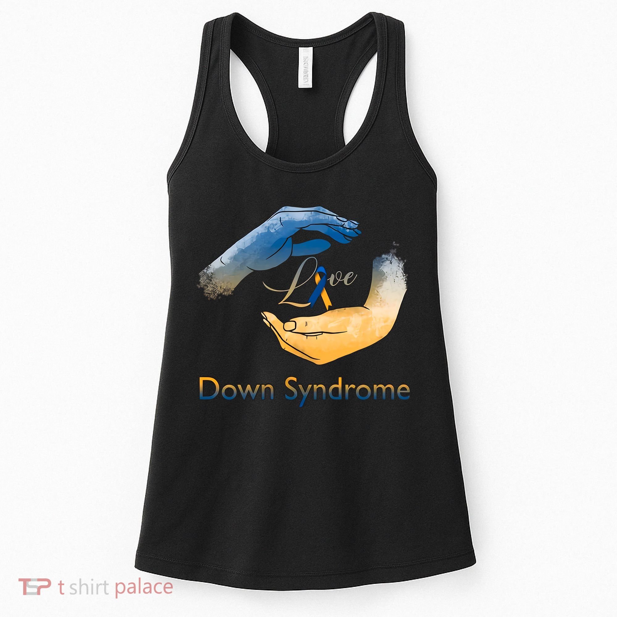 Love Down Syndrome Awareness Gold Blue Ribbon Down Syndrome Warrior Women's Tank Top